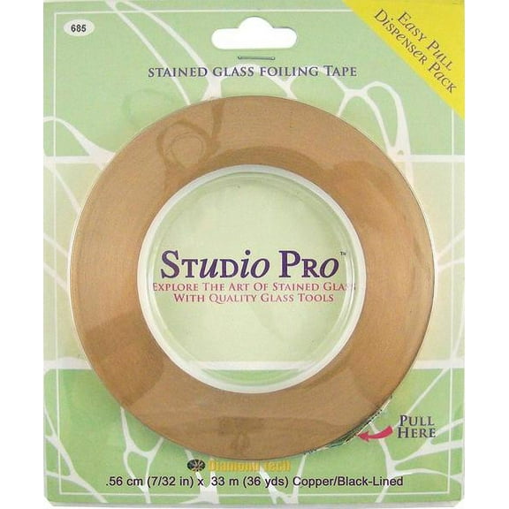 Studio Pro 7/32"x 36Yds.Copper Foil Black Back Tape for Glass