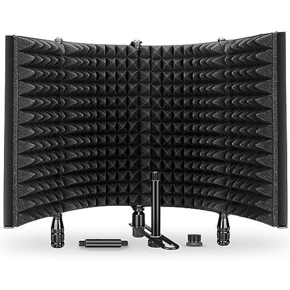 Studio Recording Microphone Isolation Shield, Pop Filter.High density absorbent foam is used to filter vocal. Suitable for blue yeti and any condenser microphone recording equipment