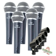Studio Recording Microphones with Clips 5 Pack by Fat Toad Vocal Handheld, Unidirectional Wired Mic Professional Cardioid Dynamic Singing Microphone for Music Stage Performances or PA DJ Karaoke