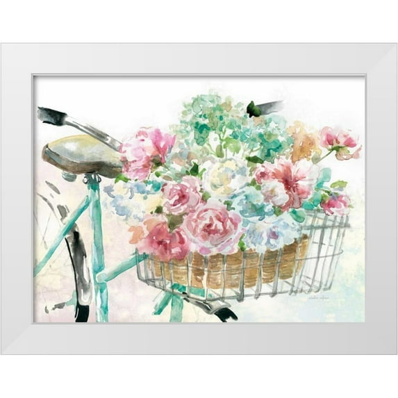 Studio Rofino 14x11 White Modern Wood Framed Museum Art Print Titled - Flower Market Bicycle
