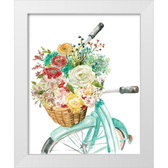 Studio Rofino 15x18 White Modern Wood Framed Museum Art Print Titled - Basket and Bike