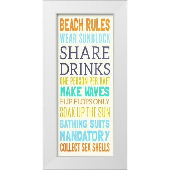 Studio, Sd Graphics 10x18 White Modern Wood Framed Museum Art Print Titled - Beach Rules I