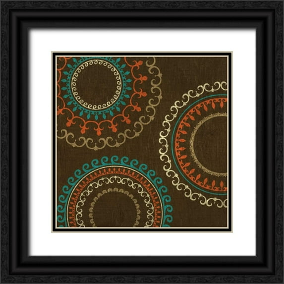 Studio, Sd Graphics 12x12 Black Ornate Wood Framed with Double Matting Museum Art Print Titled - Chocolate Suzani I