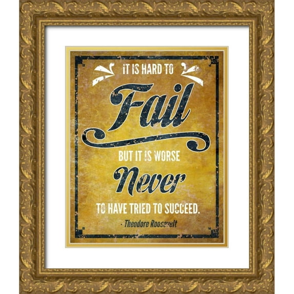 Studio, Sd Graphics 12x14 Gold Ornate Wood Framed with Double Matting Museum Art Print Titled - Hard to Fail