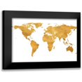 thumbnail image 1 of Studio, Sd Graphics 14x11 Black Modern Framed Museum Art Print Titled - Gold World Map, 1 of 5