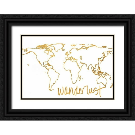 Studio, Sd Graphics 14x11 Black Ornate Wood Framed with Double Matting Museum Art Print Titled - Gold Wanderlust