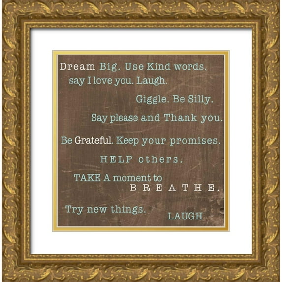 Studio, Sd Graphics 15x15 Gold Ornate Wood Framed with Double Matting Museum Art Print Titled - Encouraging Words