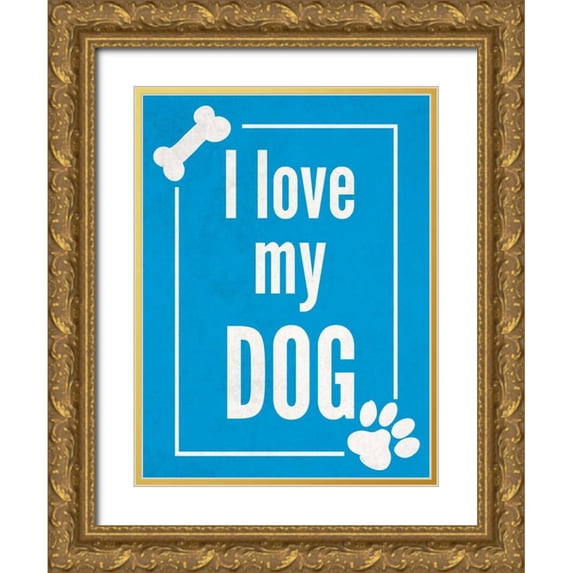 Studio, Sd Graphics 15x18 Gold Ornate Wood Framed with Double Matting Museum Art Print Titled - Love my Dog Blue