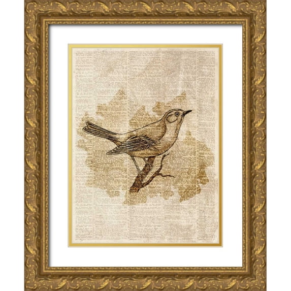 Studio, Sd Graphics 15x18 Gold Ornate Wood Framed with Double Matting Museum Art Print Titled - Vintage Bird II