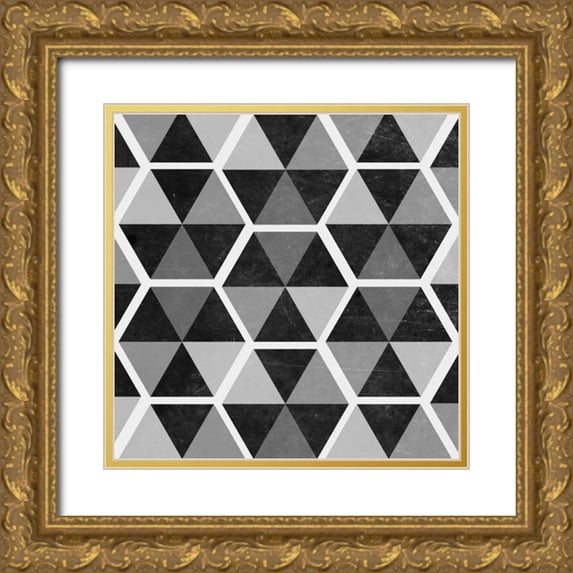 Studio, Sd Graphics 26x26 Gold Ornate Wood Framed with Double Matting Museum Art Print Titled - Gray Pattern II