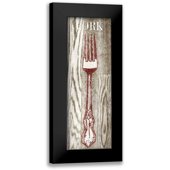Studio, Sd Graphics 7x14 Black Modern Framed Museum Art Print Titled - Fork and Spoon on Wood I
