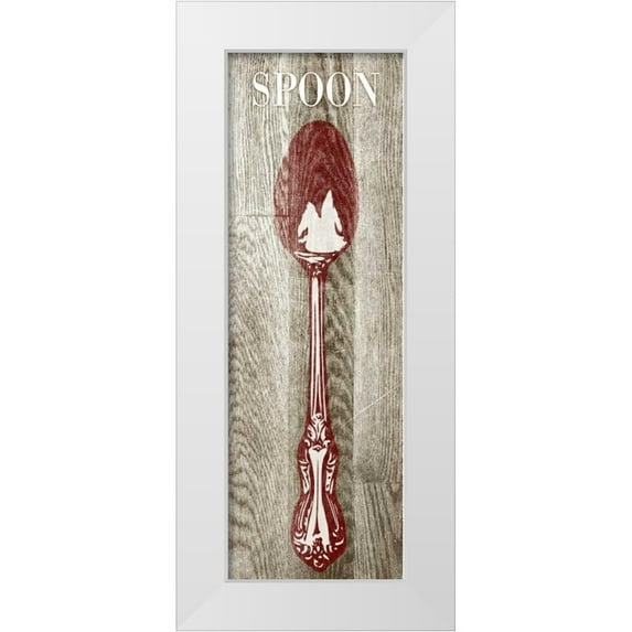 Studio, Sd Graphics 7x14 White Modern Wood Framed Museum Art Print Titled - Fork and Spoon on Wood II