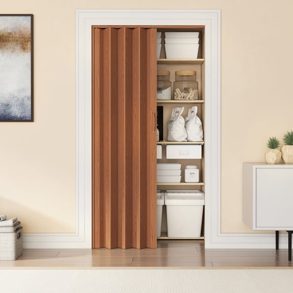 Studio Series 32" W PVC Foldable Accordion Doors, Walnut