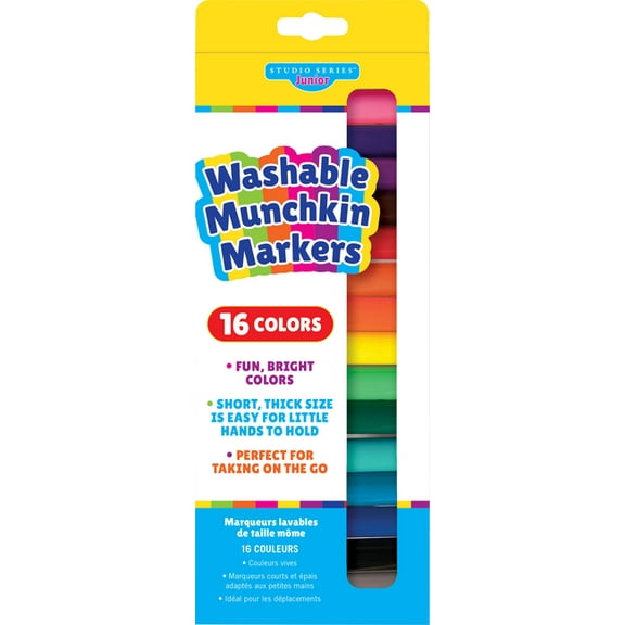 Studio Series Jr. Washable Munchkin Markers (Set of 16 Easy-To-Clean, Water-Soluble Colors), (Hardcover)
