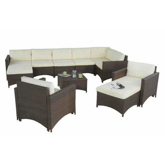 Studio Shine Collection Modular Sectional Sofa, 2 Armchairs. 2 Ottoman and Coffee Table Set