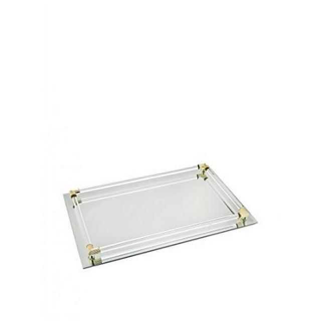 Studio Silversmith Mirror Vanity Tray with Gold Plated Accents 8 X 11