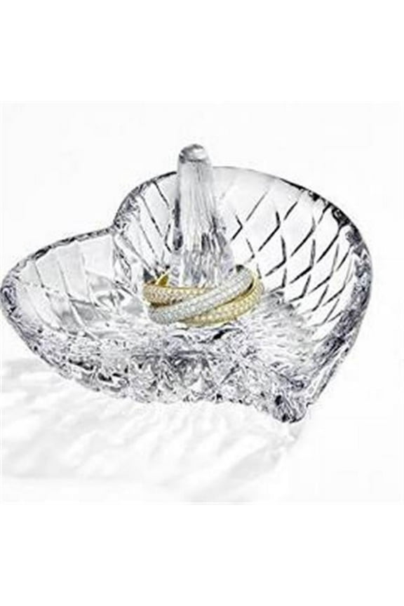 Godinger Jewelry Ring Holder, Curve Heart Shape Crystal Dish, Valentines Day Gifts for Her , Multicolor, 1 Count