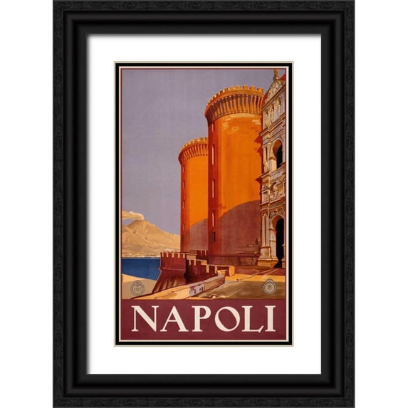 Studio W 10x14 Black Ornate Wood Framed with Double Matting Museum Art Print Titled - See Napoli