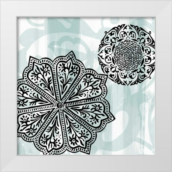 Studio W 12x12 White Modern Wood Framed Museum Art Print Titled - Rosettes on Aqua II