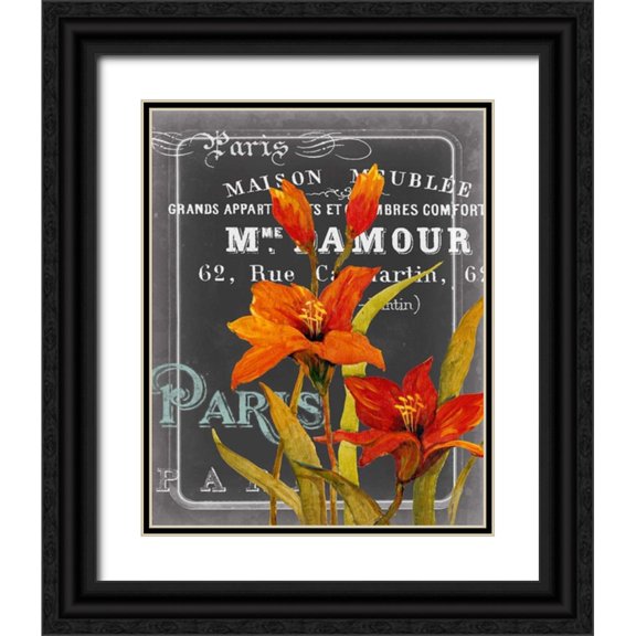 Studio W 12x14 Black Ornate Wood Framed with Double Matting Museum Art Print Titled - Chalkboard Paris I