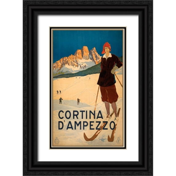 Studio W 13x18 Black Ornate Wood Framed with Double Matting Museum Art Print Titled - See Cortina d Ampezzo