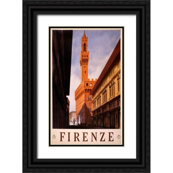 Studio W 13x18 Black Ornate Wood Framed with Double Matting Museum Art Print Titled - See Firenze