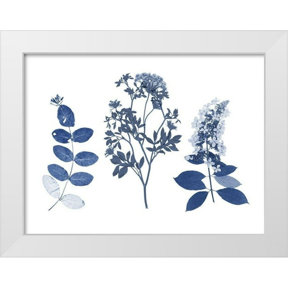 Studio W 14x12 White Modern Wood Framed Museum Art Print Titled - Indigo Pressed Florals I
