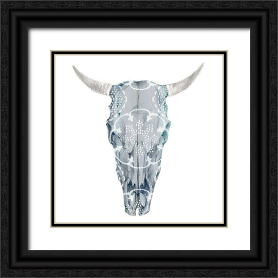 Studio W 15x15 Black Ornate Wood Framed with Double Matting Museum Art Print Titled - Day of the Dead Skull Mount III