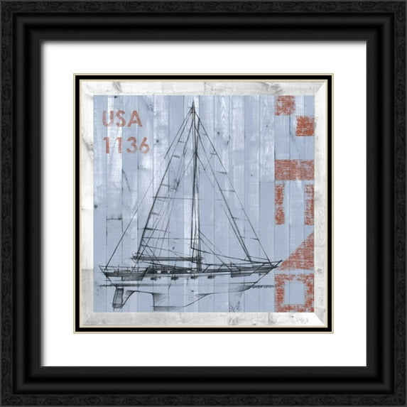 Studio W 15x15 Black Ornate Wood Framed with Double Matting Museum Art Print Titled - Regatta II
