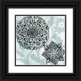 thumbnail image 1 of Studio W 15x15 Black Ornate Wood Framed with Double Matting Museum Art Print Titled - Rosettes on Aqua IV, 1 of 4