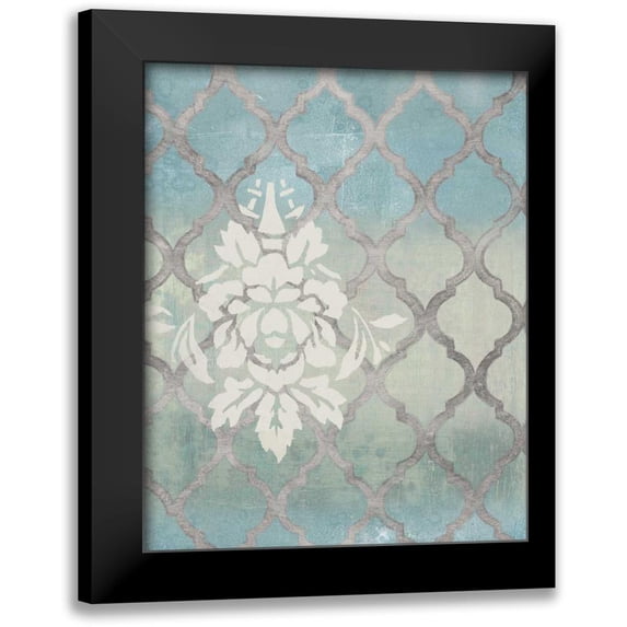 Studio W 15x18 Black Modern Framed Museum Art Print Titled - Teal and Arabesque II