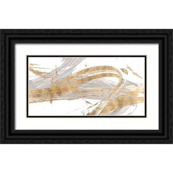 Studio W 18x11 Black Ornate Wood Framed with Double Matting Museum Art Print Titled - Gold and Grey II