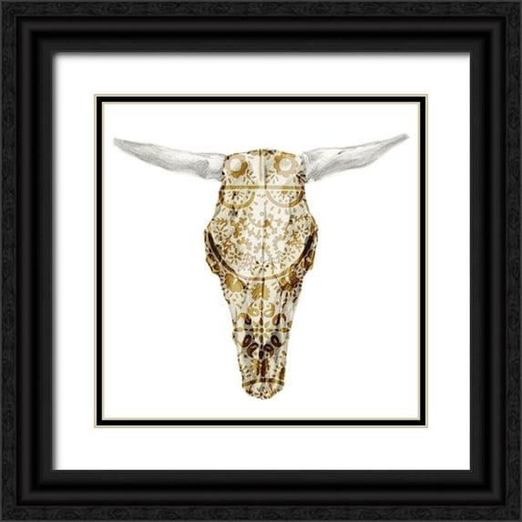 Studio W 26x26 Black Ornate Wood Framed with Double Matting Museum Art Print Titled - Day of the Dead Skull Mount VIII
