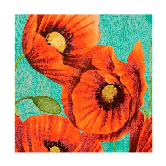 Studio W 'Red Poppies on Teal II' Canvas Art