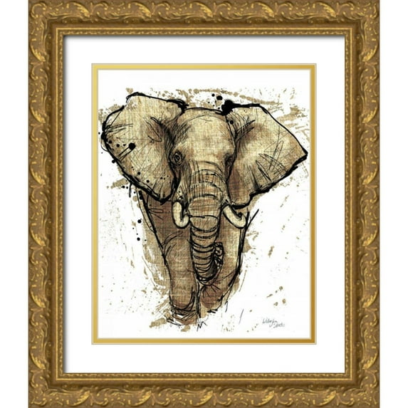 Studio Wellington 15x18 Gold Ornate Wood Framed with Double Matting Museum Art Print Titled - Gold Africa I on White Crop