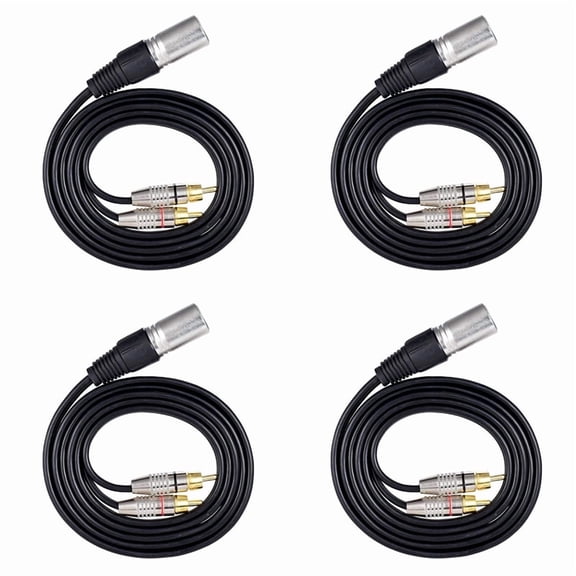 Studio XLR to 2 Audio Cables 1.5m, 4-Pack Y-Splitter Pro Audio Cables
