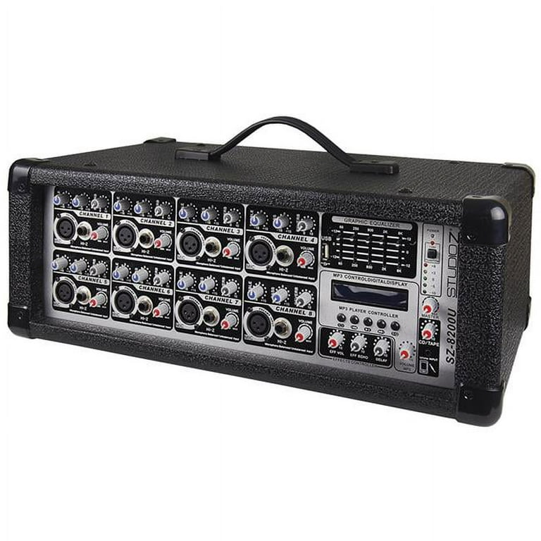 Studio-Z 8 Ch 800W Powered Mixer MP3 USB - Walmart.com