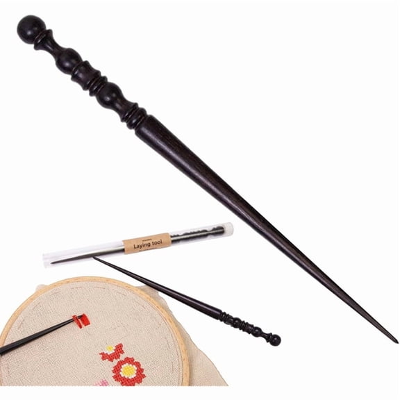 Studio and Travel Quilting Tool, 1-Piece Wood Needlepoint Thread Guide Handheld Pressing Aid for Beginners