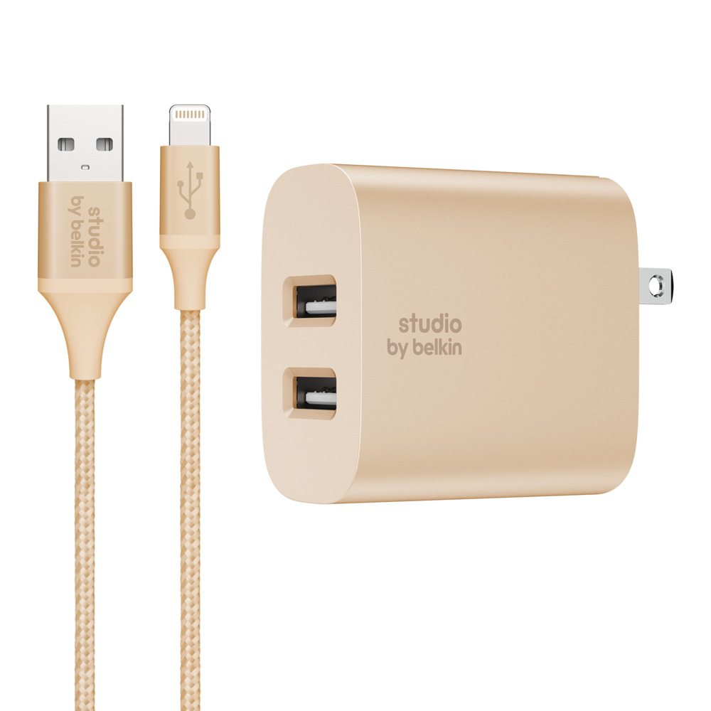 Studio by Belkin Lightning Cable Wall Charger, Gold