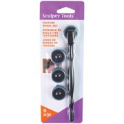Sculpey Tools: Texture Wheel Set - 4 Designs: Rope-Vine-Feather Stitch-Pearl, Tool Rolls Patterns Into Clay, Ergonomic Handle, DIY Crafts Supplies
