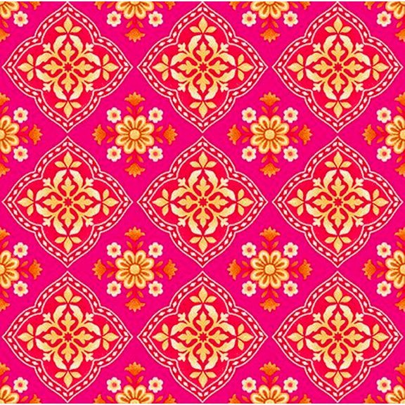 Studio e Butterfly Dreams 4714-25 Medallion Fuchsia Cotton Fabric By Yard
