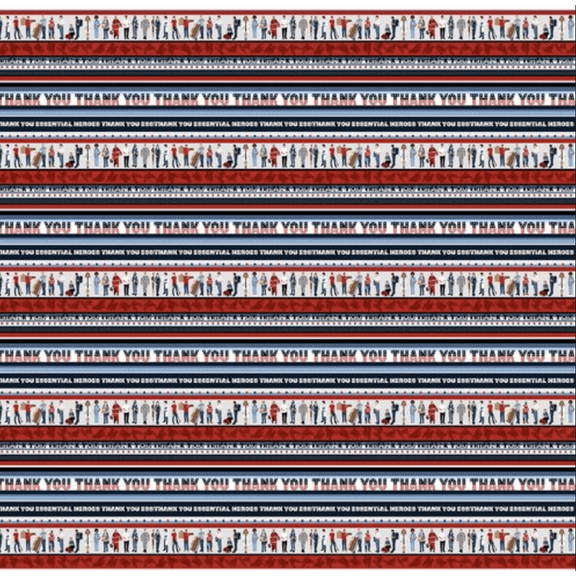 Studio e Essential Heroes Thank You Stripe Multi Cotton Fabric By The Yard