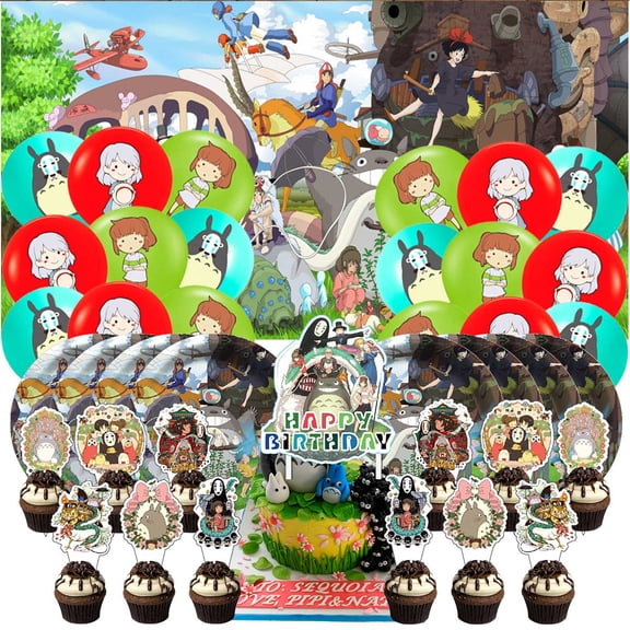 Studio of Ghibli Party Supplies Cake Topper Decor Banner Backdrop Tableware Balloons Birthday Decorations