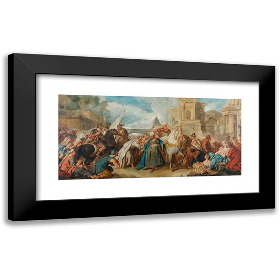 Studio of Jean-François de Troy 14x9 Black Modern Framed Museum Art Print Titled - The Triumph of Mordecai