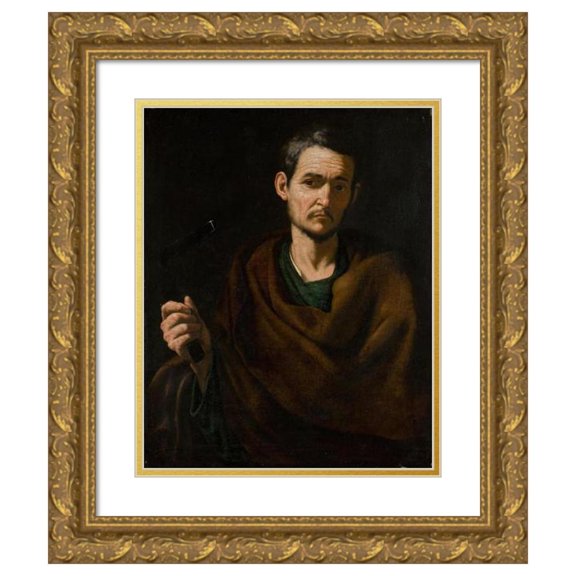 Studio of Jusepe de Ribera 20x23 Gold Ornate Framed and Double Matted Museum Art Print Titled - Saint Matthew