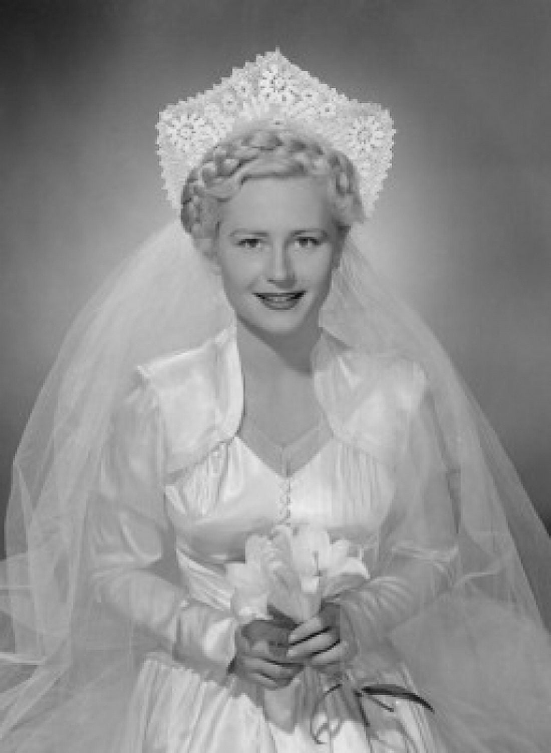 Studio portrait of bride holding flowers Canvas Art - (18 x 24)