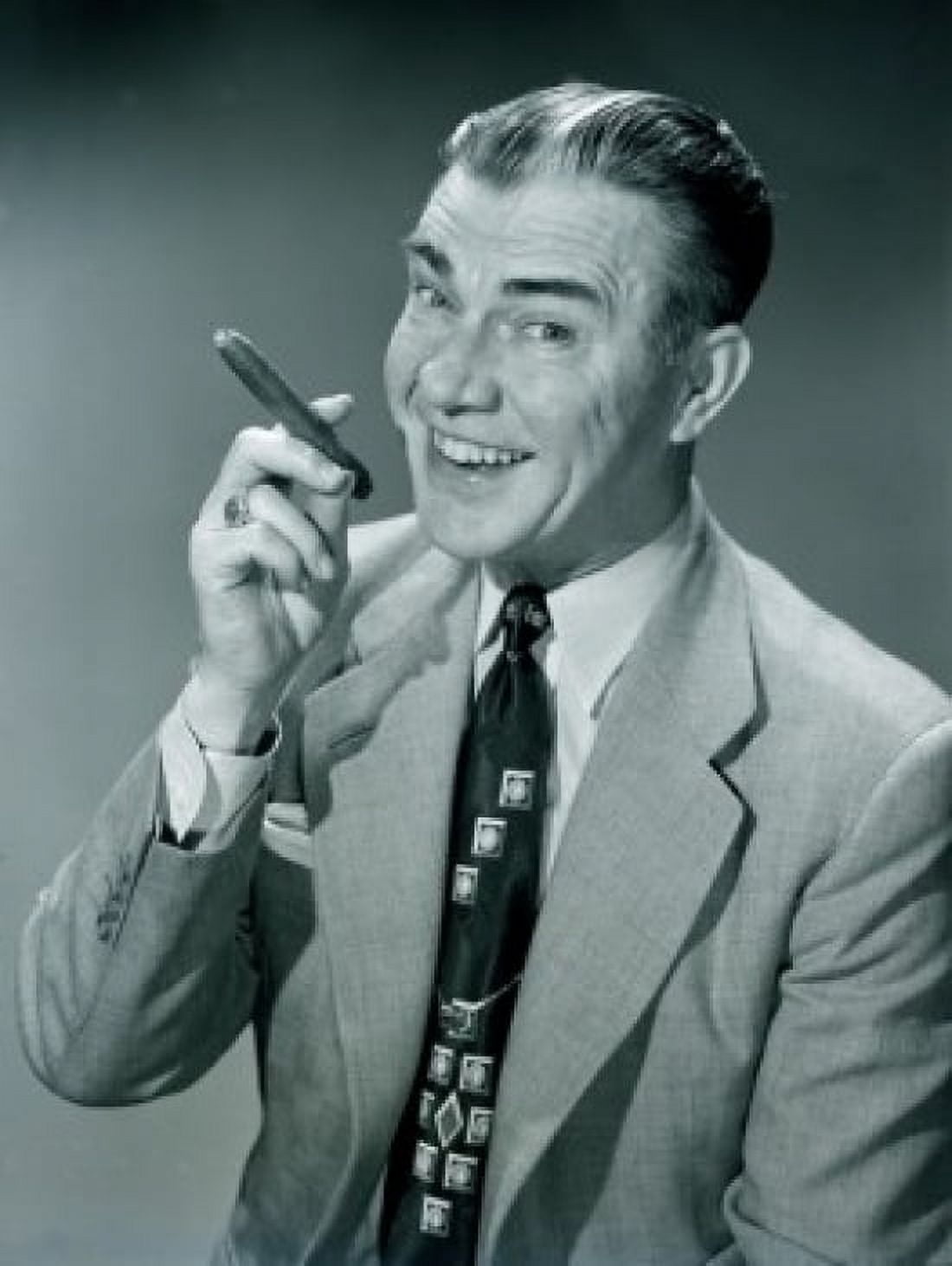 Studio portrait of businessman holding cigar Canvas Art - (18 x 24)