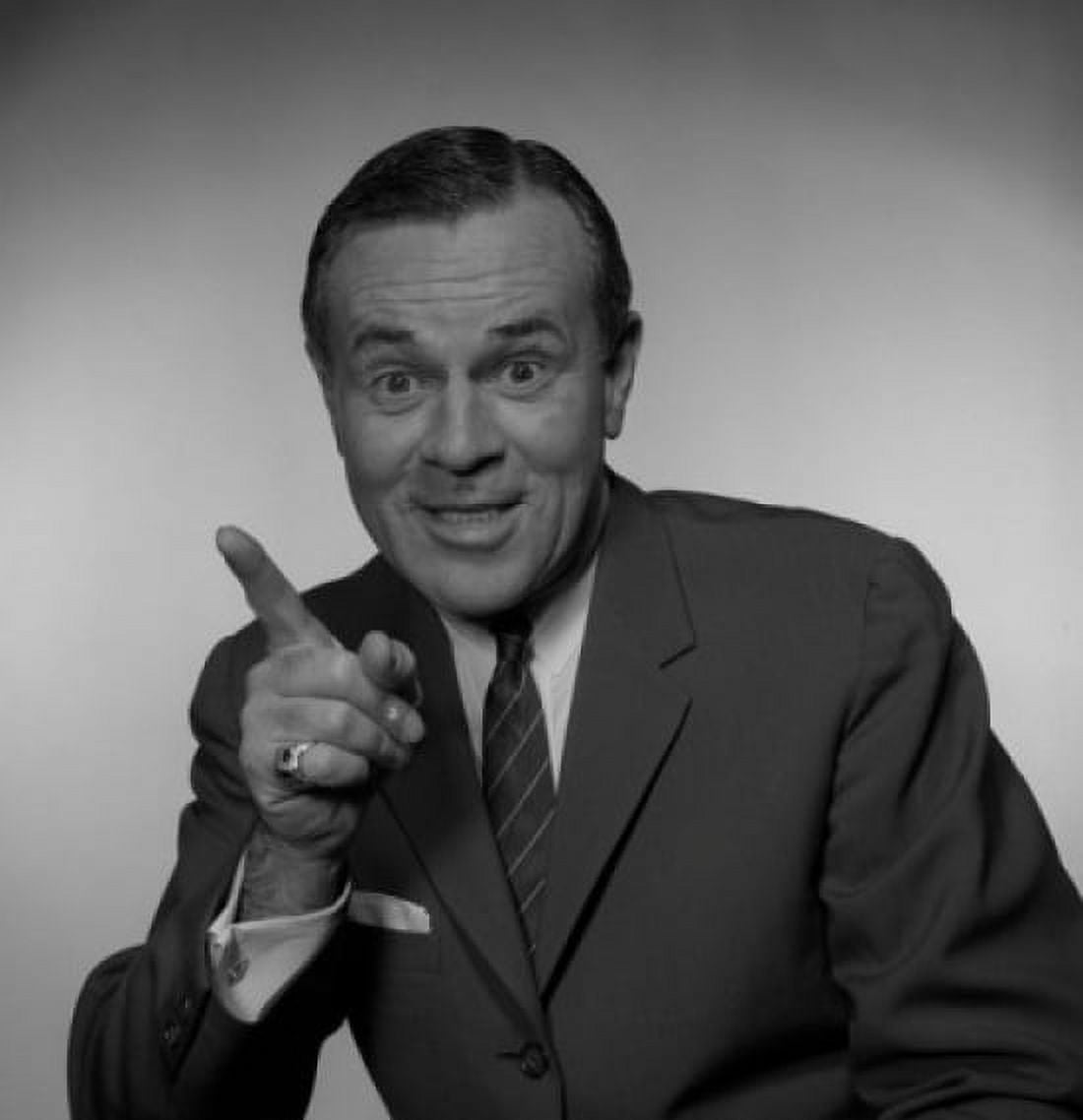 Studio portrait of businessman pointing Canvas Art - (18 x 24)
