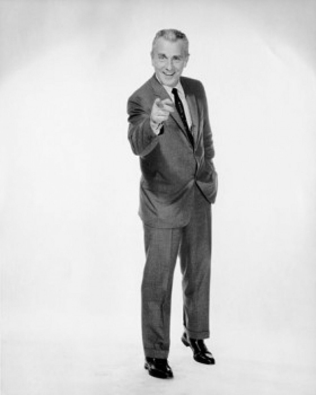 Studio portrait of businessman pointing forward Canvas Art - (24 x 36)