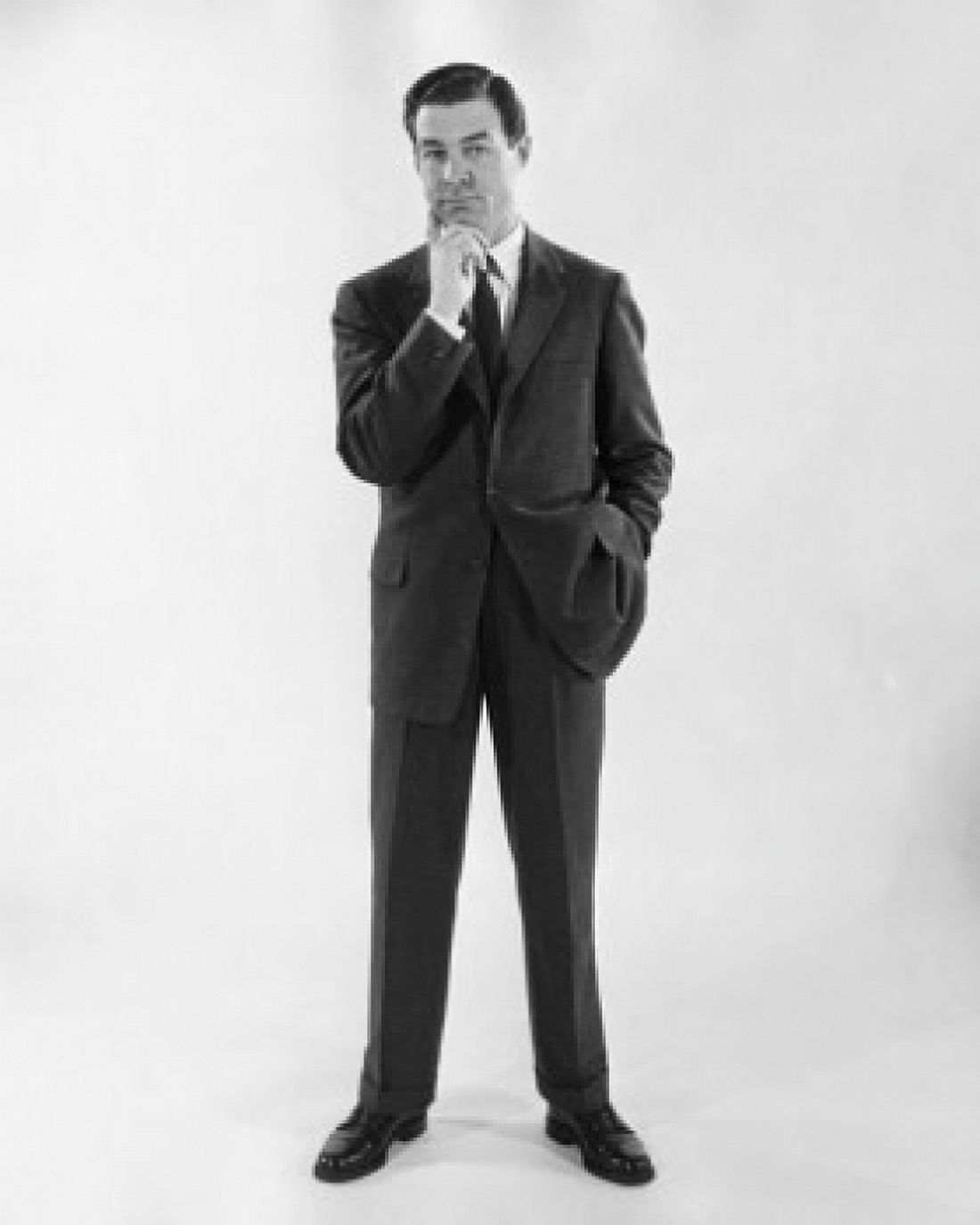 Studio portrait of businessman with hand on chin Canvas Art - (18 x 24)